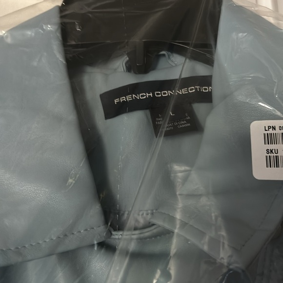 French Connection Asymmetrical Moto Jacket in Sky Blue NWT Sz L - Picture 7 of 7